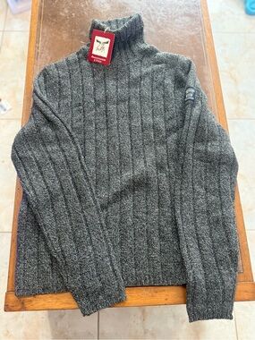 Abercrombie & Fitch Men's Charcoal Ribbed Turtleneck Sweater